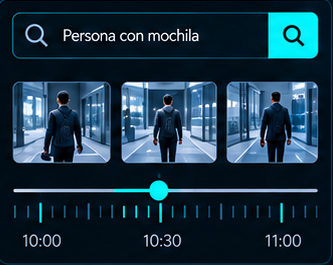 Búsqueda de personas en una grabación mediante una línea de tiempo